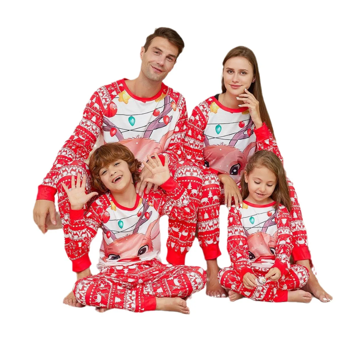 Wholesale Winter Long Sleeve Women Men Kids 2 Piece Pajamas Set Family Matching Christmas Pajamas