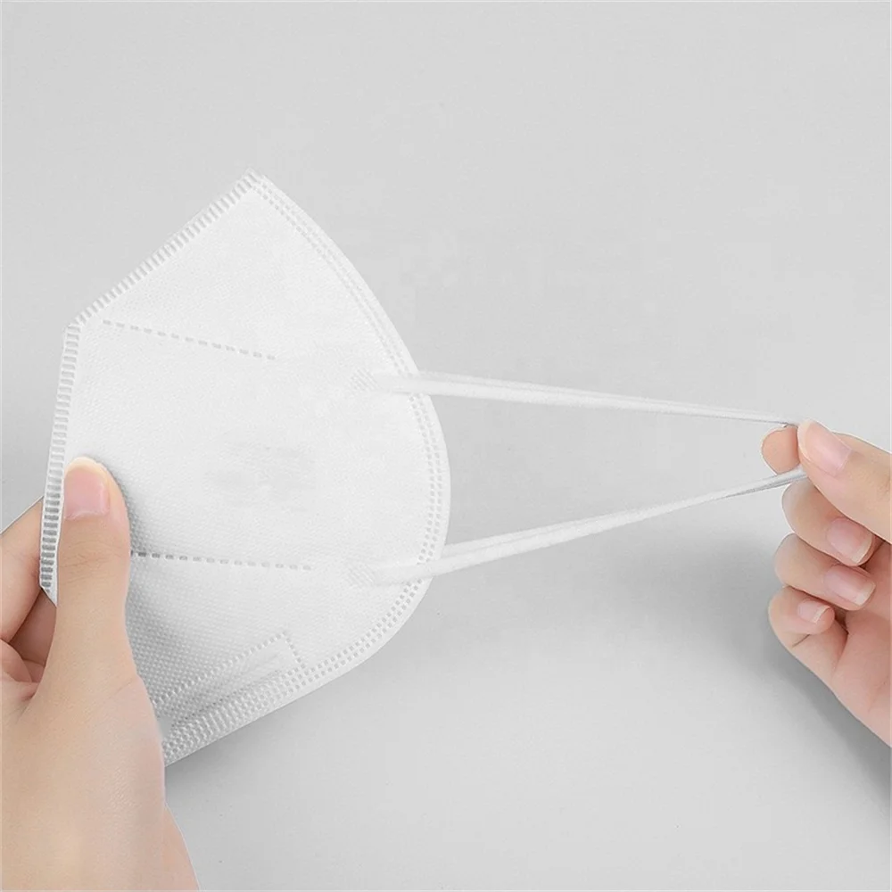 White Disposable KN95 Respirator Masks 5 Layer Flat Design Face Masks for Dust Protection