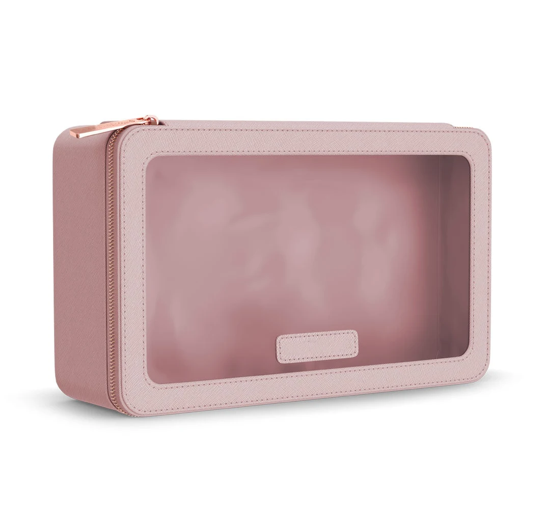 Luxury zipper rechargeable makeup bag saffiano leather pvc pink cosmetic bag travel clear toilet bags for women