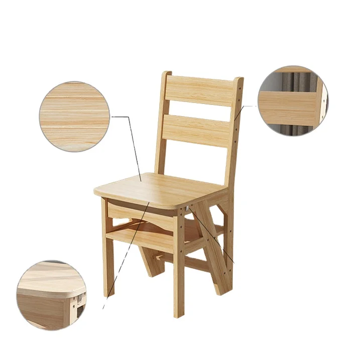 2 в 1 складной бамбуковый трехступенчатый лестничный стул для дома (1600268154983)