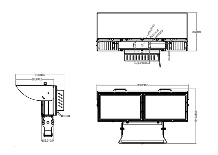 High Power ENEC ERP Anti Glare 176-305VAC LED Flood lights 1000W 17000lm Outdoor Waterproof stadium Arena Floodlights