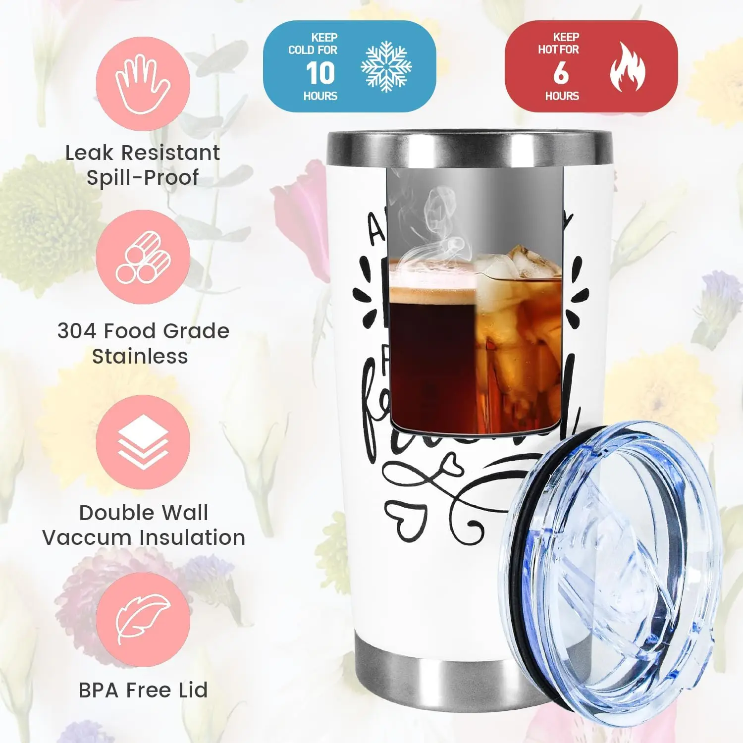 RTS USA Free Shipping 20oz Double Wall Stainless Steel Vacuum Tumbler Colorful Coffee  Mug Special Gift for Mom and Grandma