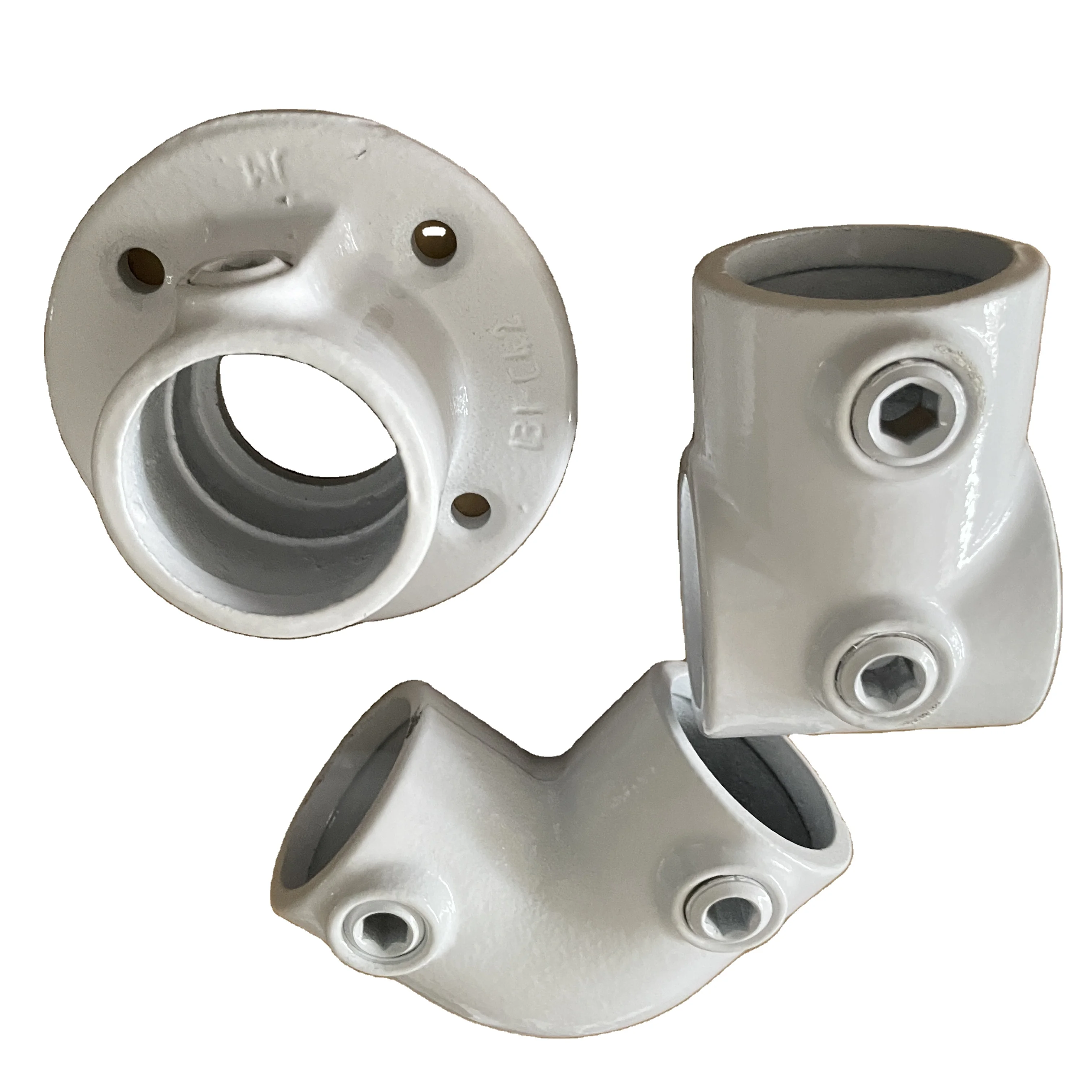 black and galvanized malleable iron key clamps Structural Pipe Fittings White base flange