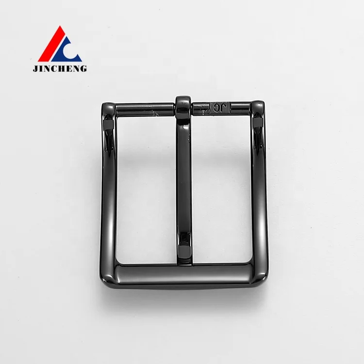 Custom logo belt buckle bright black 38MM metal belt buckle wholesale pin buckle