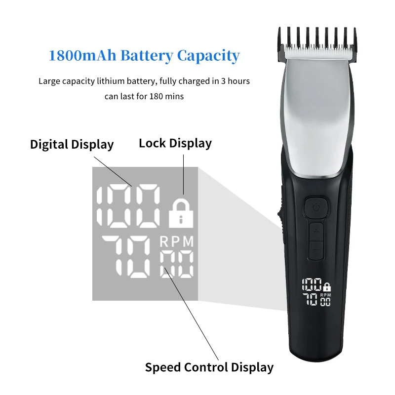 Men Electric Cordless Household Hair Trimmer Baldheaded Haircut Machine Professional Electric Hair Clippers