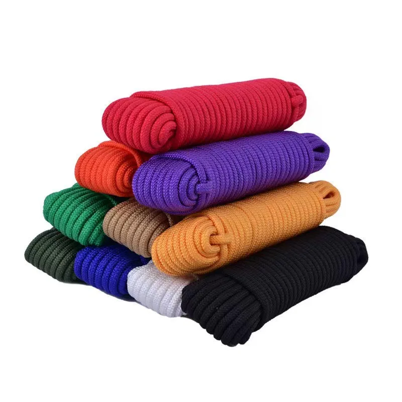 Colorful woven rope for outdoor clothes drying, woven tie rope for binding, colored pull rope, colored nylon rope