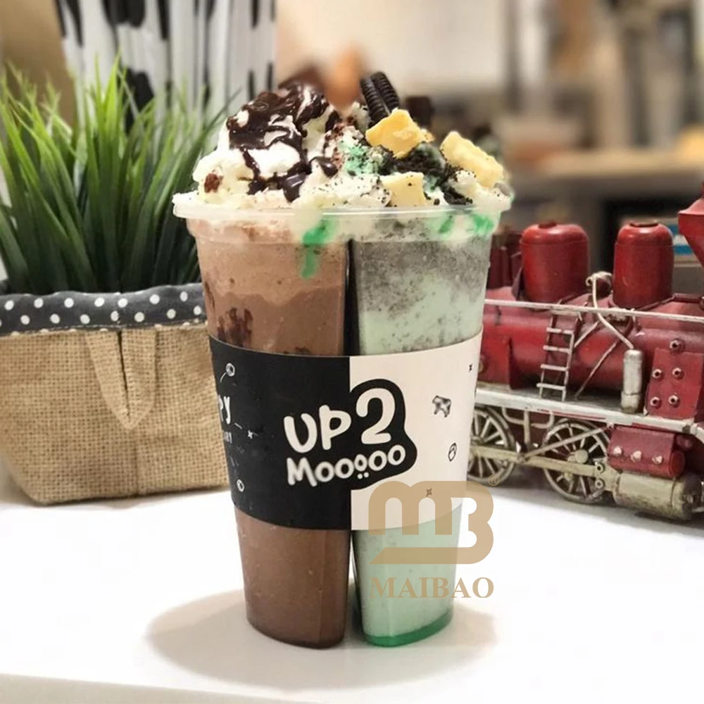 custom eco friendly disposable transparent recyclable Blister bubble boba milk tea coffee pp divider split twins plastic cup