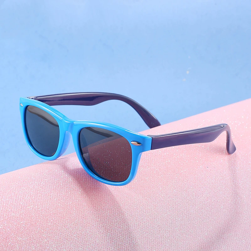 Classic Vintage Designer Kids Girls Boys Square Frames Polarized PC Shades Sunglasses For Children