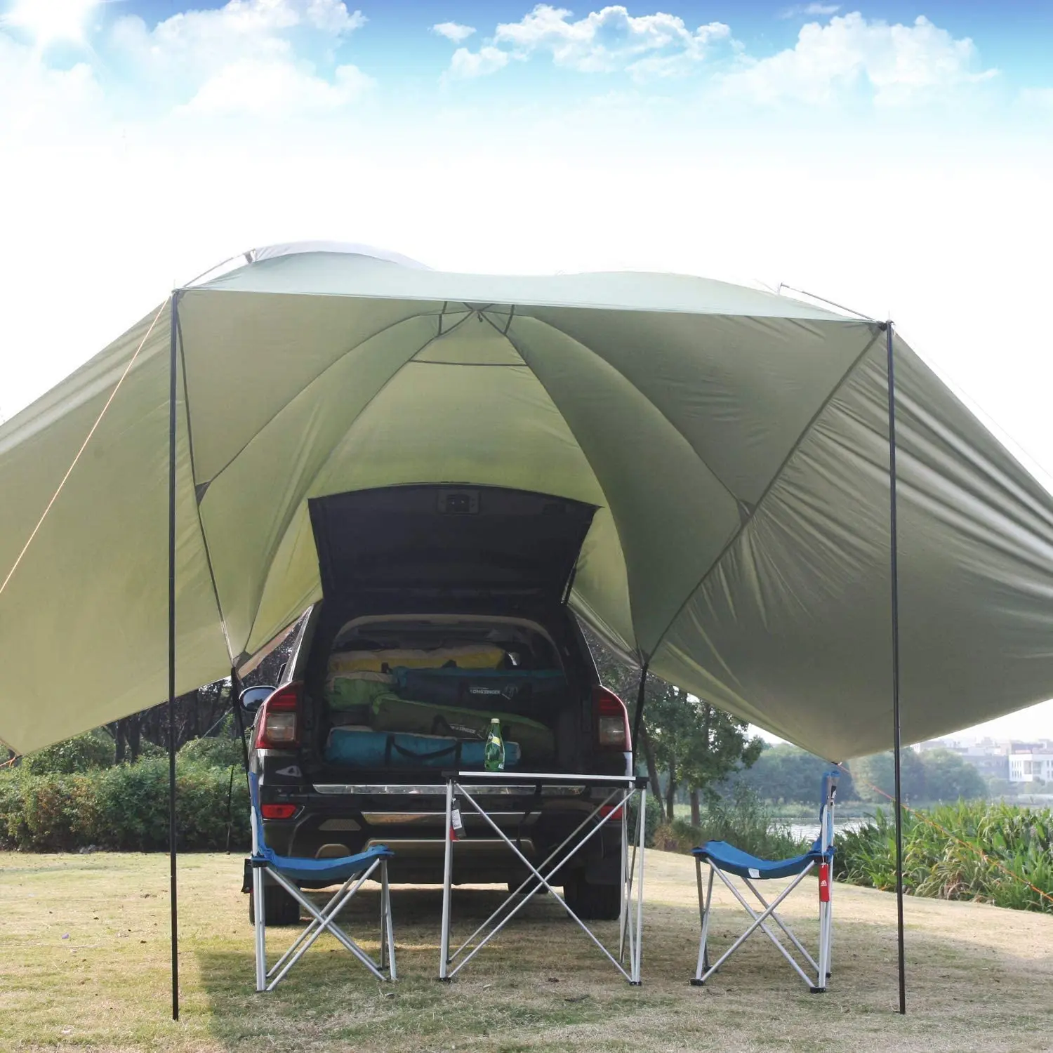 Waterproof Car Awning Sun Shelter Portable Auto Canopy Camper Trailer Sun Shade for Camping Outdoor SUV Tent