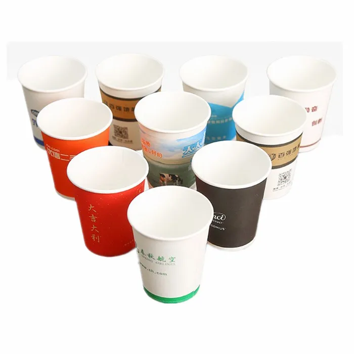 custom white 50pcs package one bag Disposable advertising 9oz paper water cups package 8-16oz Kraft Single printed coffee cup
