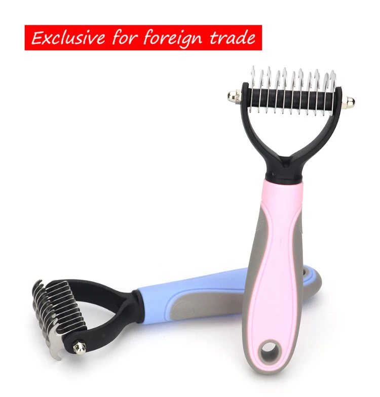 Pet Grooming Brush Double Sided Shedding Dematting Hair Remover Rubber Rake Comb For Dogs