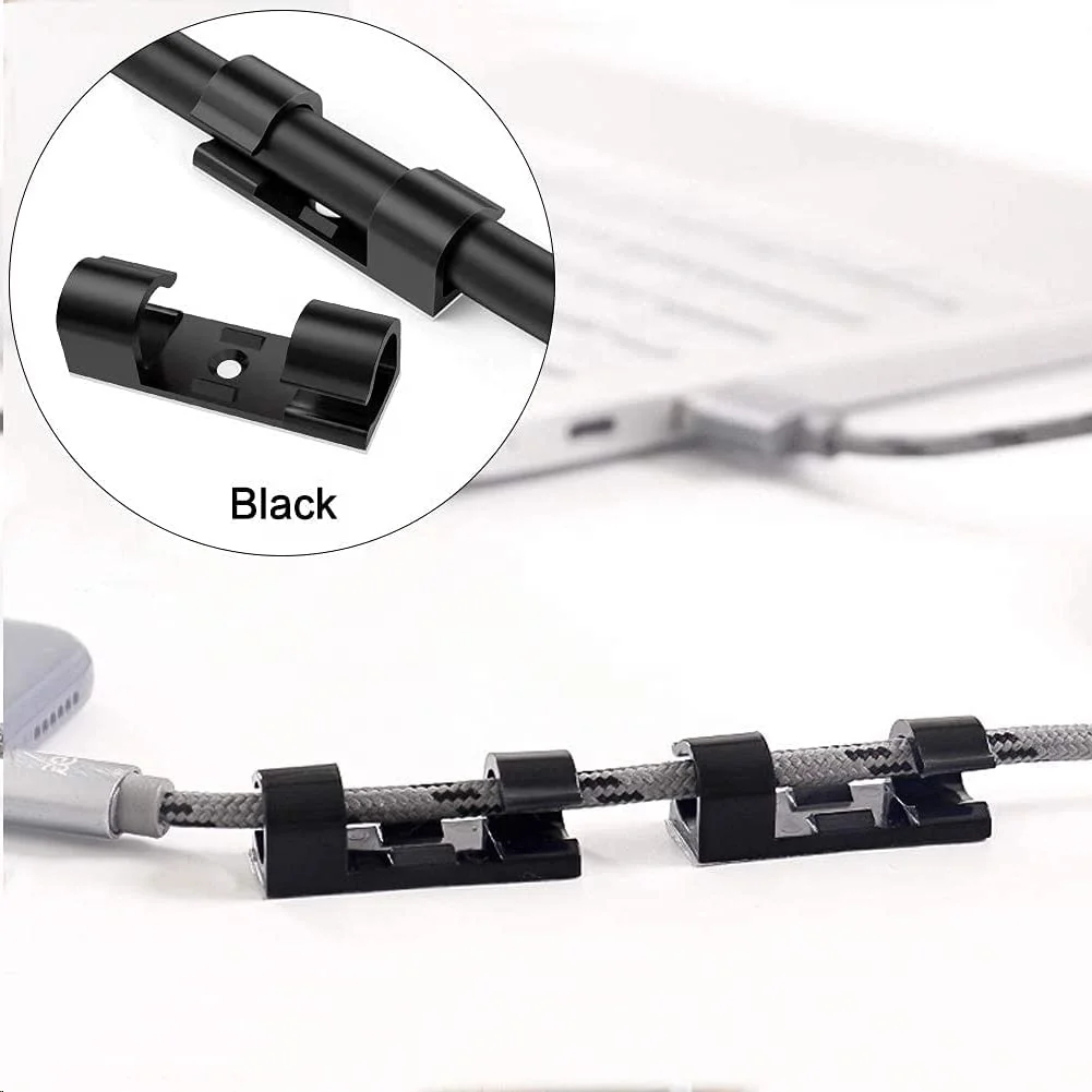 Cable Clips Strong Adhesive Cable Management TV PC Wire Holder, Sticky Mount-Round Plastic Cord Clamps