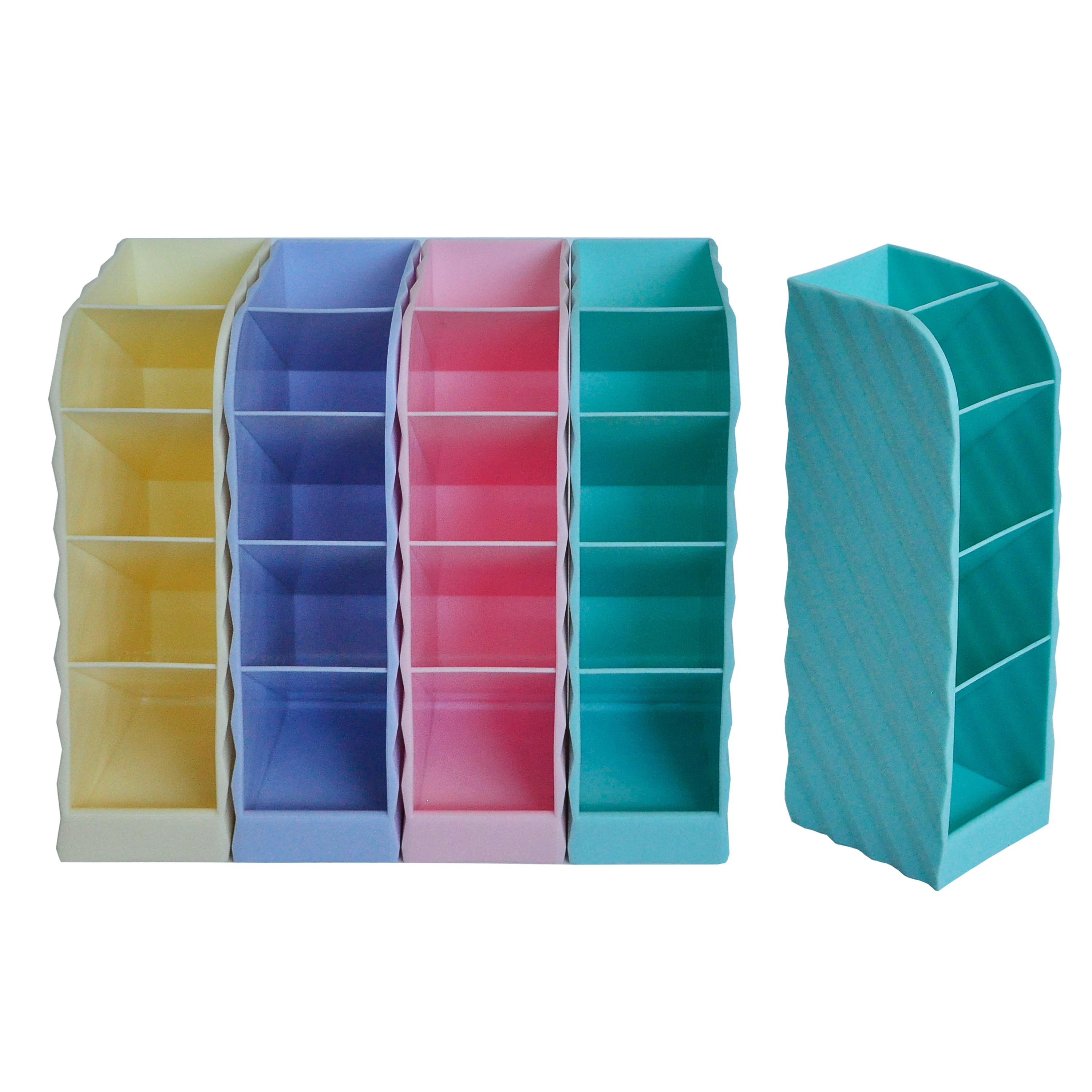 custom 4 plastic pink/blue/green/yellow acrylic office school student pencil pen organizer desktop holder for desk