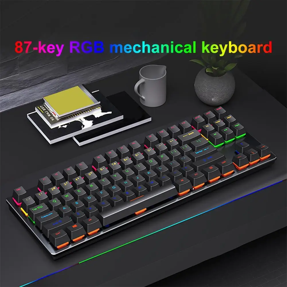 Hot Sell Sensitive Computer Desks Non-delayed Ergonomic 87 Keys USB Wired Gaming Mechanical Keyboard for Office