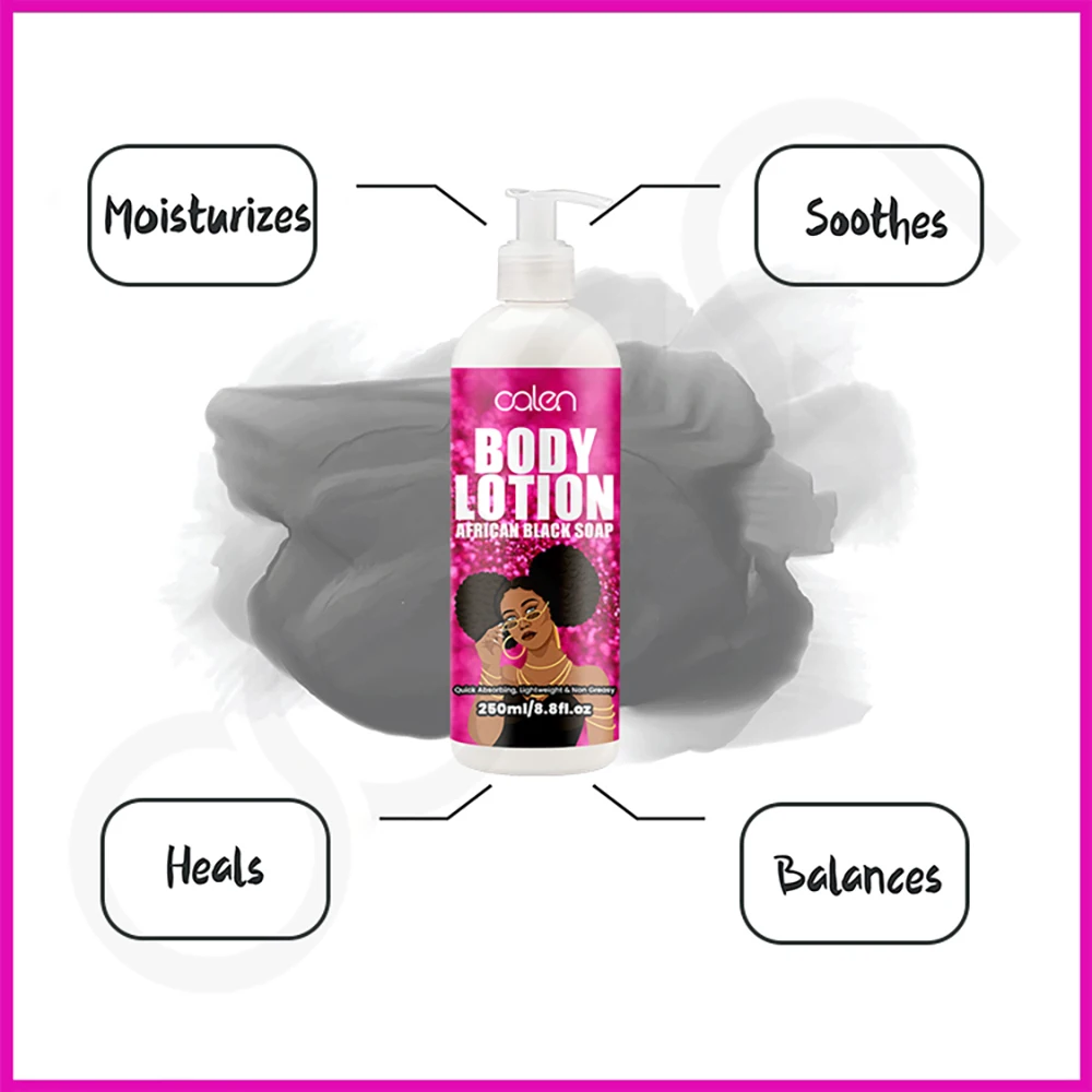 Oalen 250Ml Customized Repair Skin Care Body Whitening African Black Soap Nourishing Lotion