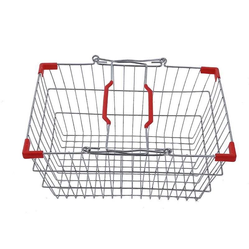 Manufacturer Wholesale Metal Chrome Wire Shopping Basket Supermarket Grocery Retail Store Hand Carrying Shopping Basket