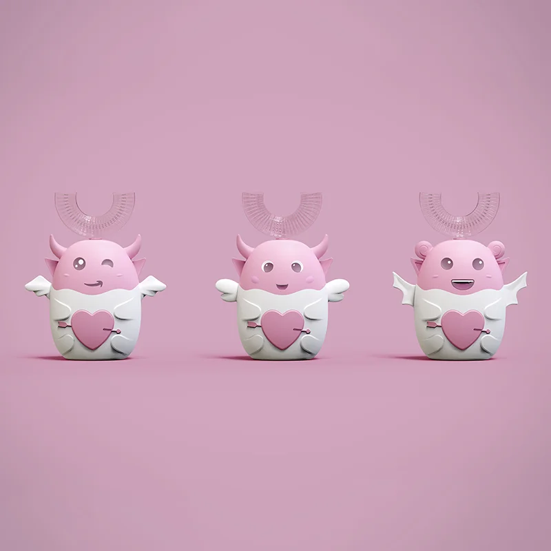 AIWO Cute Cartoon Design 100% Full Inspection Kinderzahnburste U Shape Sonic Kids Toothbrush Electrical