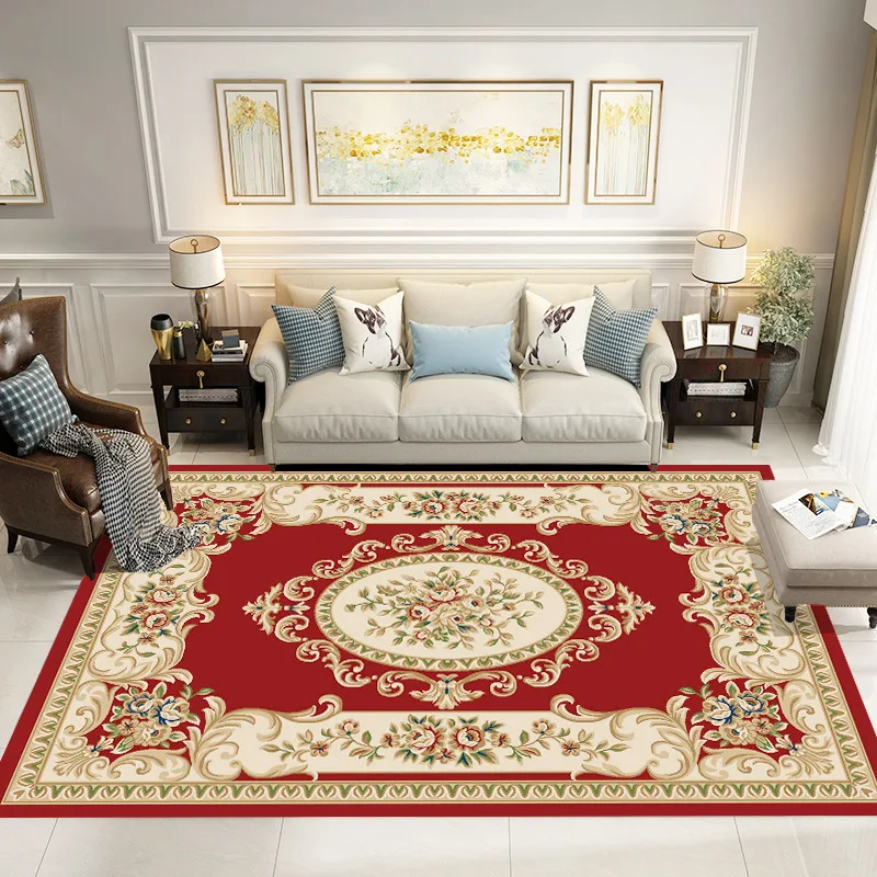 Luxury Handmade Woollen Carpet Red Carpet Rug Comfortable Sound Absorbing Features High-End Customised Living Room Office Door