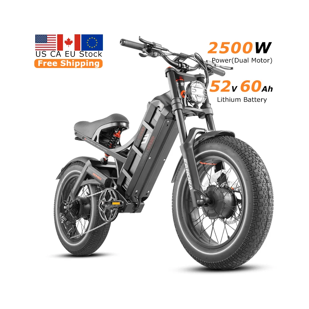 OEM FOB цена Romeo Pro 2 2024 новейший 2500W 48/52V 60Ah Long Range Ebike 26*4,0/20*5,0 электрический велосипед с толстыми шинами для взрослых