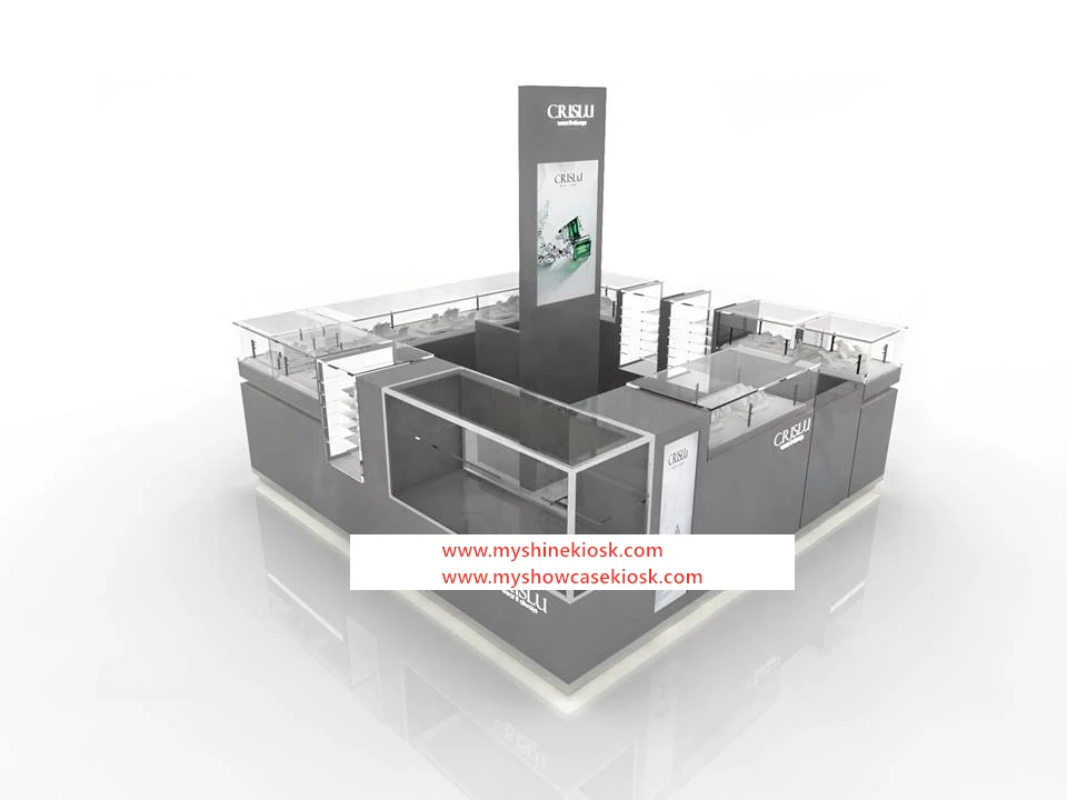 Luxury jewelry glass displays sets jewellery display kiosk for Jewelry Display Showcase