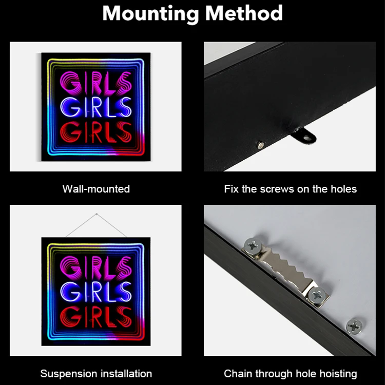 New Sign Custom Logo Home Decor Girls Flex Light Bathroom Bedroom LED Neon Infinity Mirror