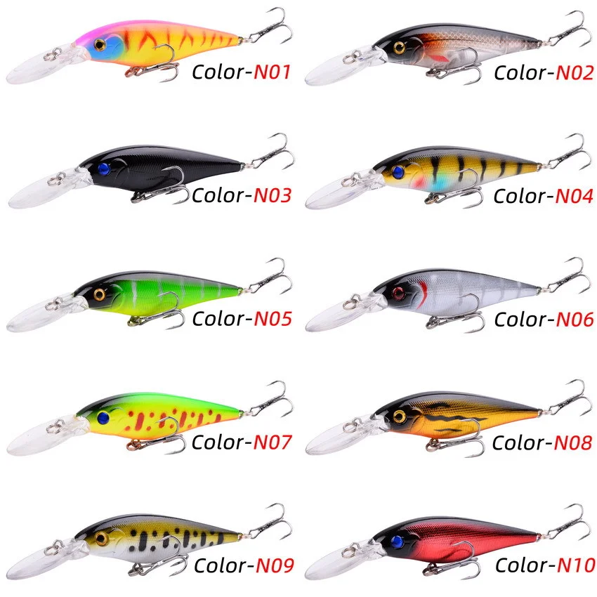 Economic plastic artificial long tongue minnow bait 10 colors fishing lure