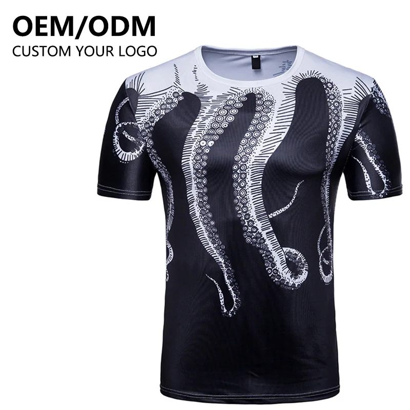 Custom Sublimation Clothing 100% Polyester T-Shirt OEM Design Full All Over Print Running Sport Blank Tshirt Quick Dry T Shirt