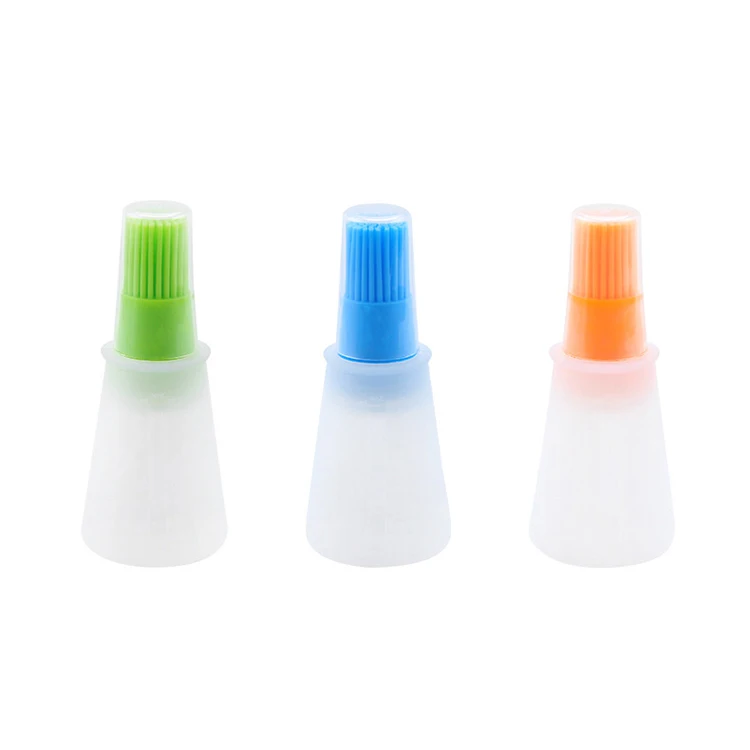 Manufacture cheap price heat resistant silicone oil bottle with brush oil pastry for cooking bbq