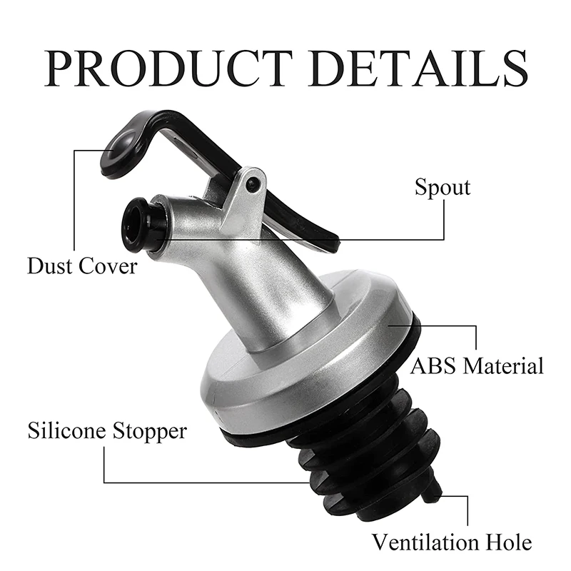 Whiskey Measured Stainless Steel Olive Liquor Price Plastic Aluminum Bottle Caps Oil Aerator Bottle Wine Pourer Spout