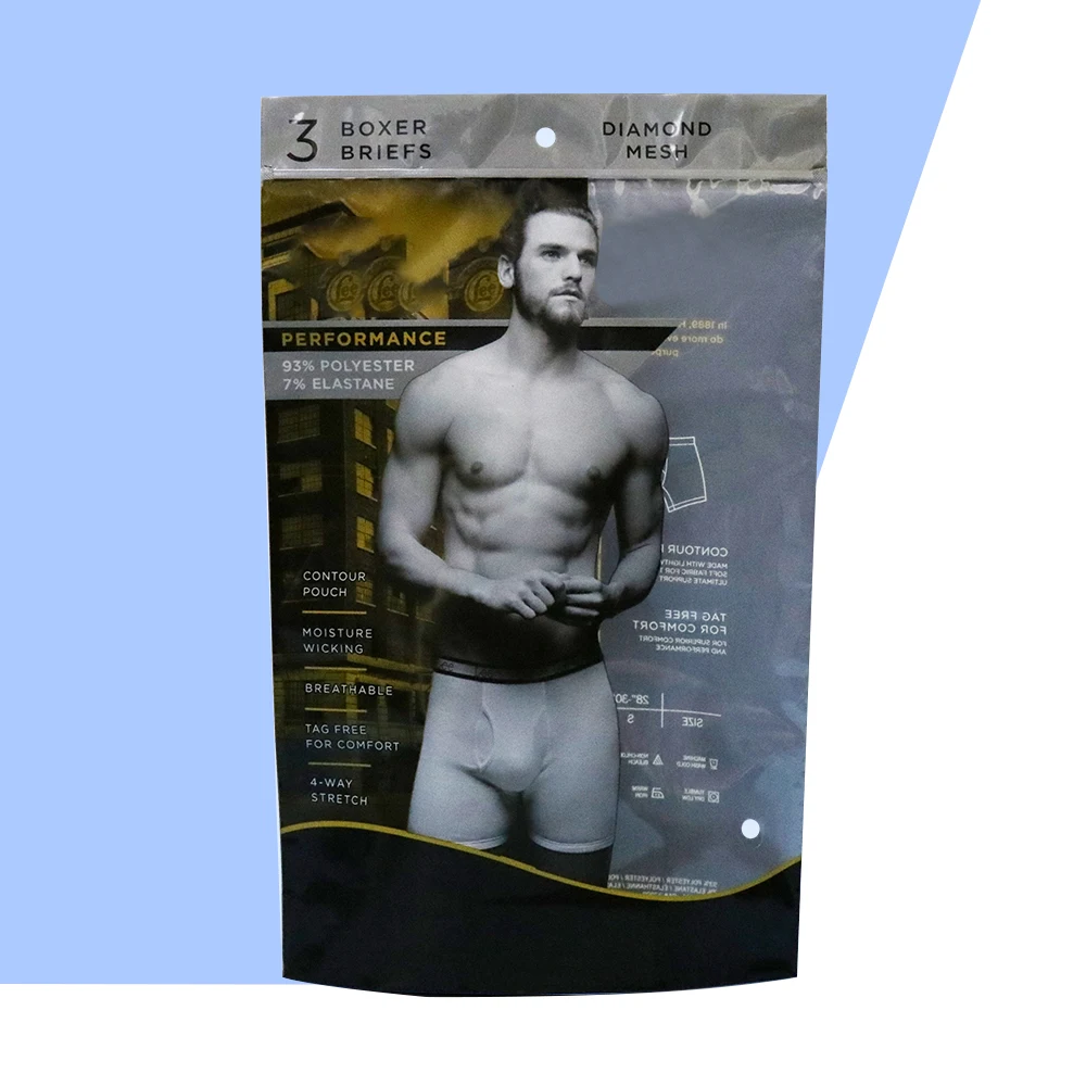 Customized Design Logo New Design Underwear Boxers Briefs Men Women Zip Lock Stand Up Packaging Bags Packs Of Men Underwear