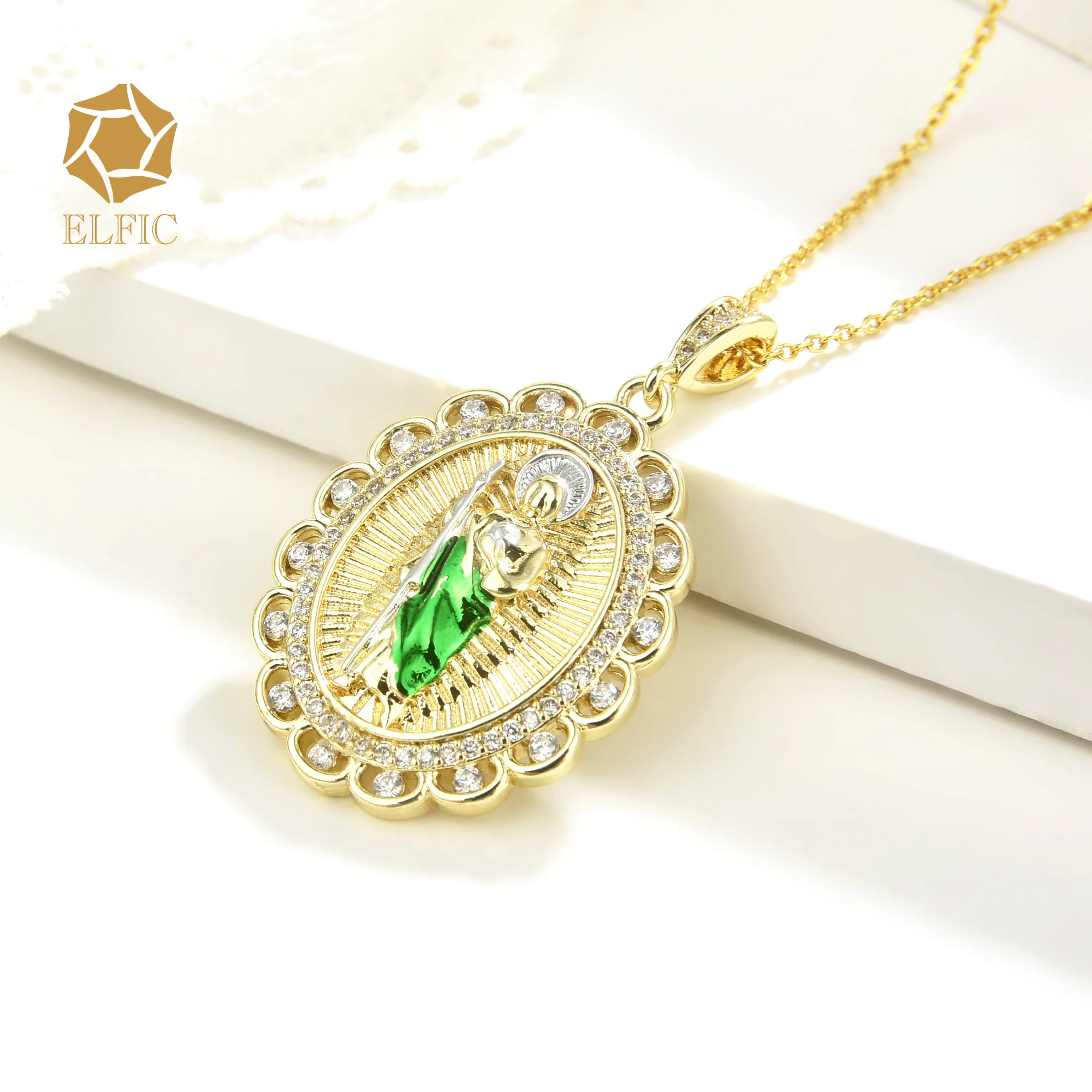 Elfic fashion jewelry wholesale 18k gold jewelry for women religious charms new bracelet san judas pendant