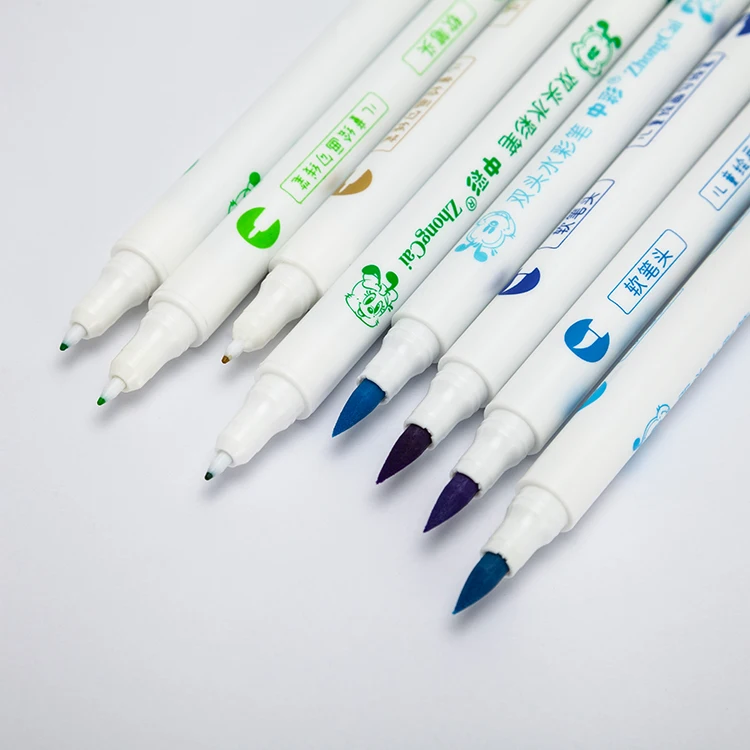 Manufacture Mulit Color 24 Twin Dual Tip Art Markers Brush Water Color Pen