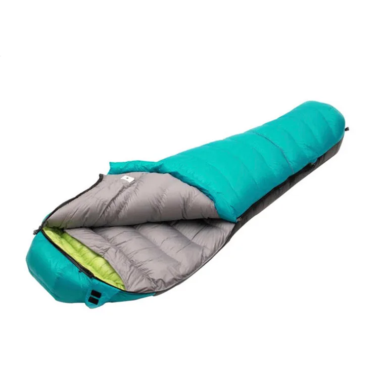 Promotional camping winter duck down survival mummy lightweight sleeping bag