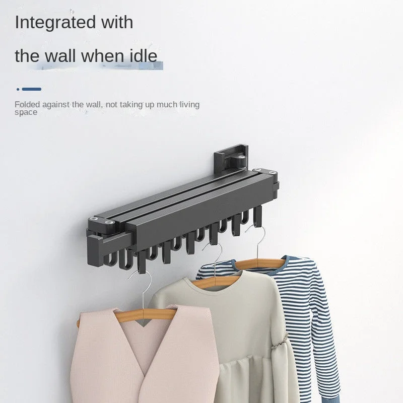 Wholesale Wall Mounted Folding Clothes Rack Retractable Space Saving Clothes Rod Home Laundry Drying Rack