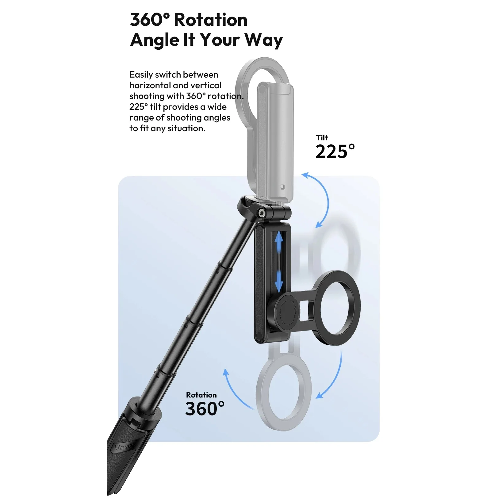 new Ulanzi JJ03 Dual-sided Magnetic Phone Tripod Smartphone Grip Selfie Stick with Remote Vlog Tripod for Photography Video Vlog