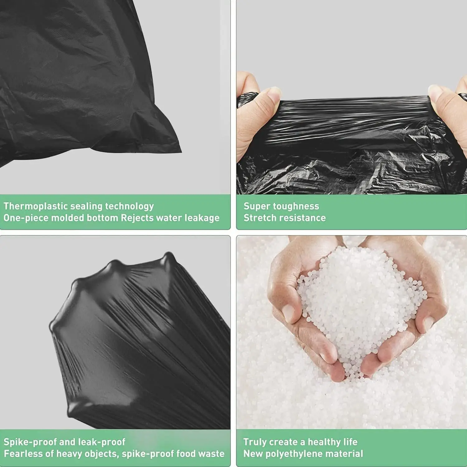 Heavy Duty Drawstring Trash Bags Plastic Medium Garbage Bags Trash Can Liners Unscented For Kitchen Bathroom Bedroom Office