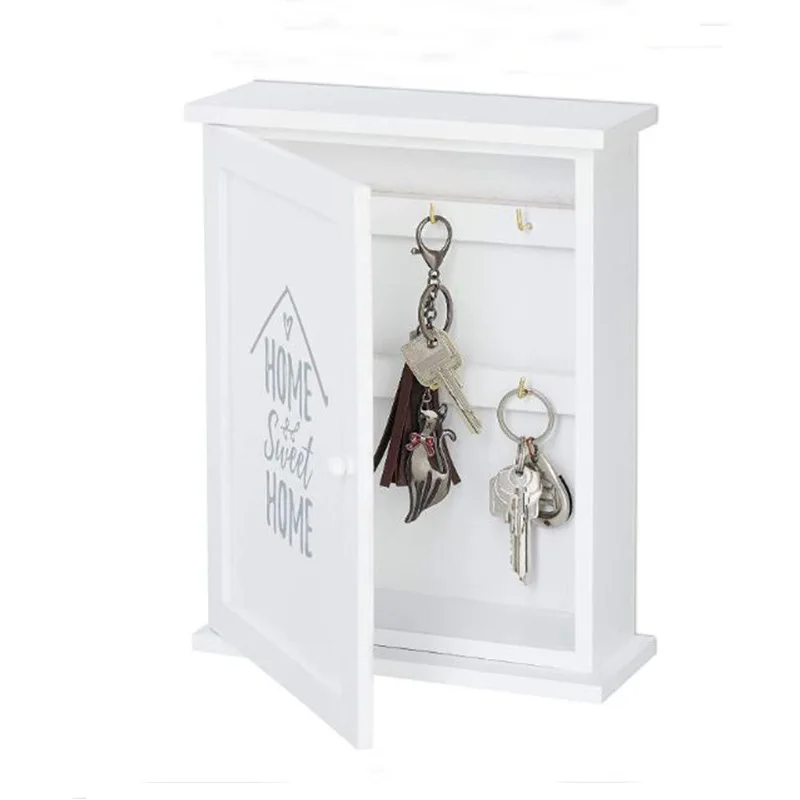 Antique Wall Mount Key Organizer Decorative Wood Key Box Cabinet Wooden Key Storage Box