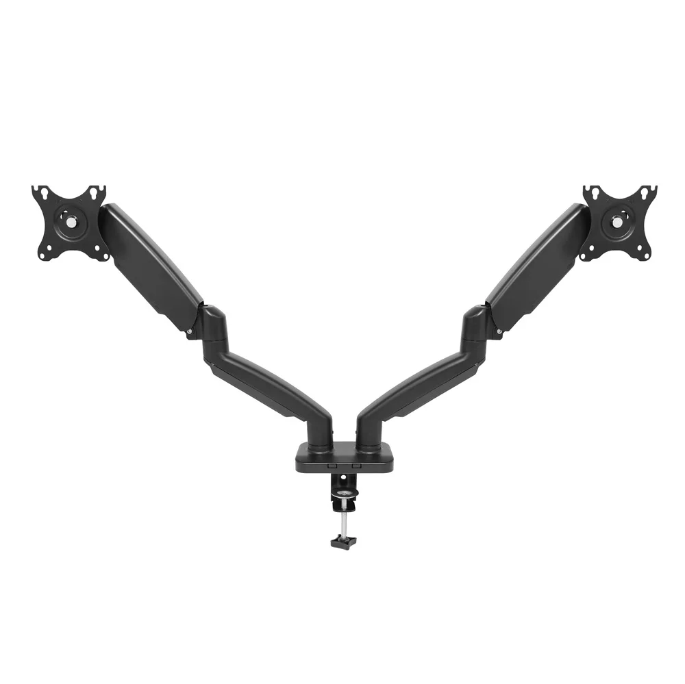MG Height Adjustable Gas Spring Dual Monitor Mount Stand with Clamp and Grommet Base Tilt Swivel Rotation Holds 2 Screens