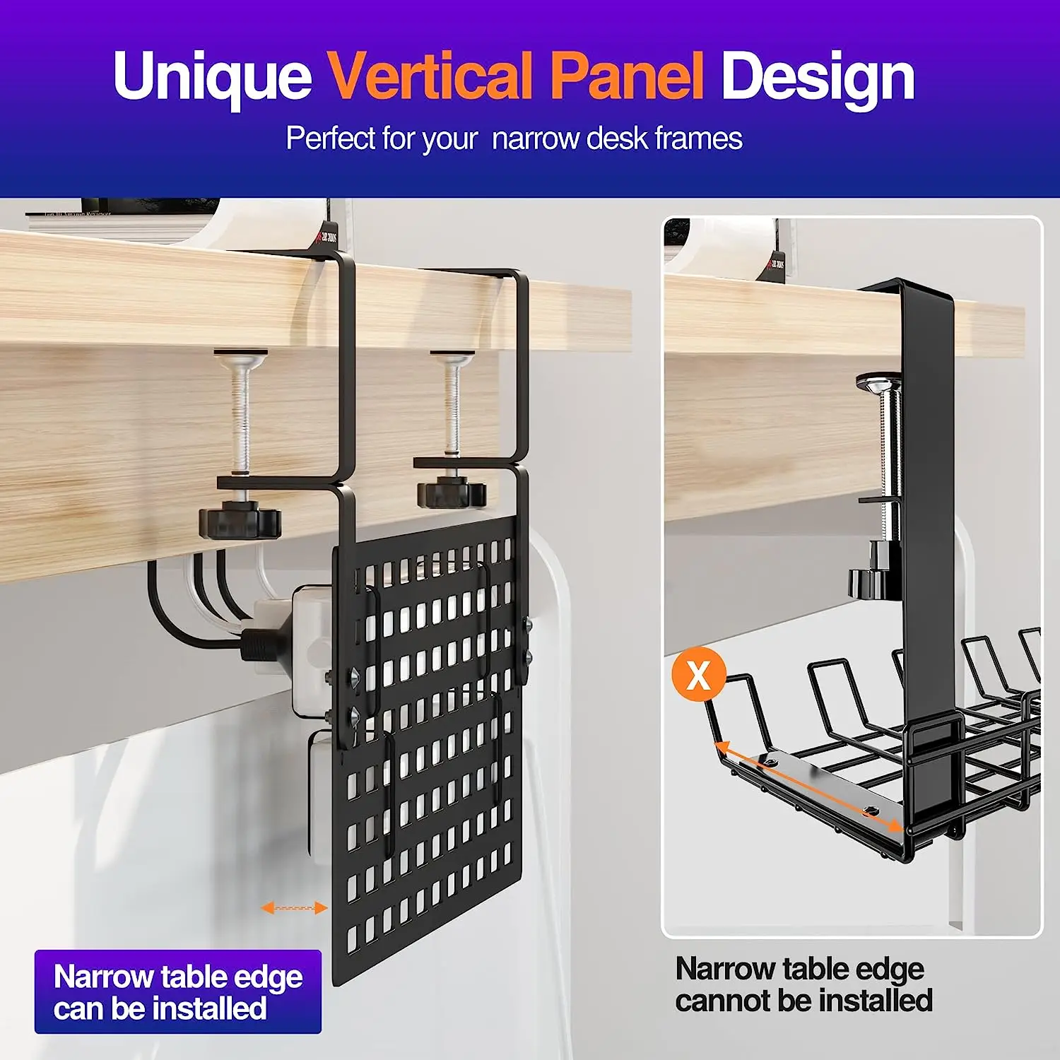 Under Desk Cable Management Save Space Desk Wire Rack for Office Desk Home Wire Tray Rack Office Cable Management