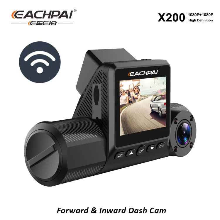 3 Channels EACHPAI X200 Dash Cam Full HD 1080P Front and Inside Car Camera G- Sensor WDR WiFi GPS for taxi drivers