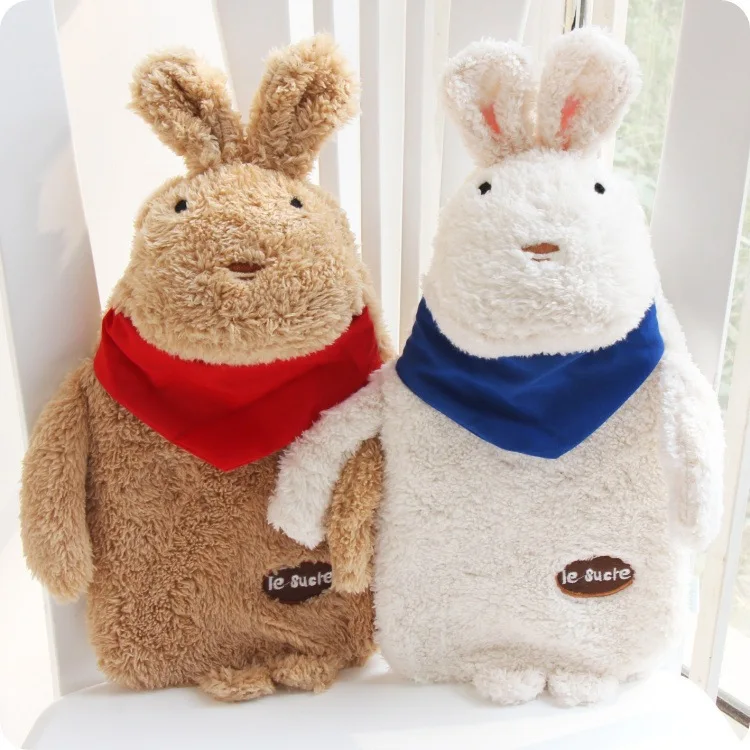 Cute rabbit cartoon shape thermos 1000ml Hot Water Bottle Christmas Gift Hot-water Bag With Cover