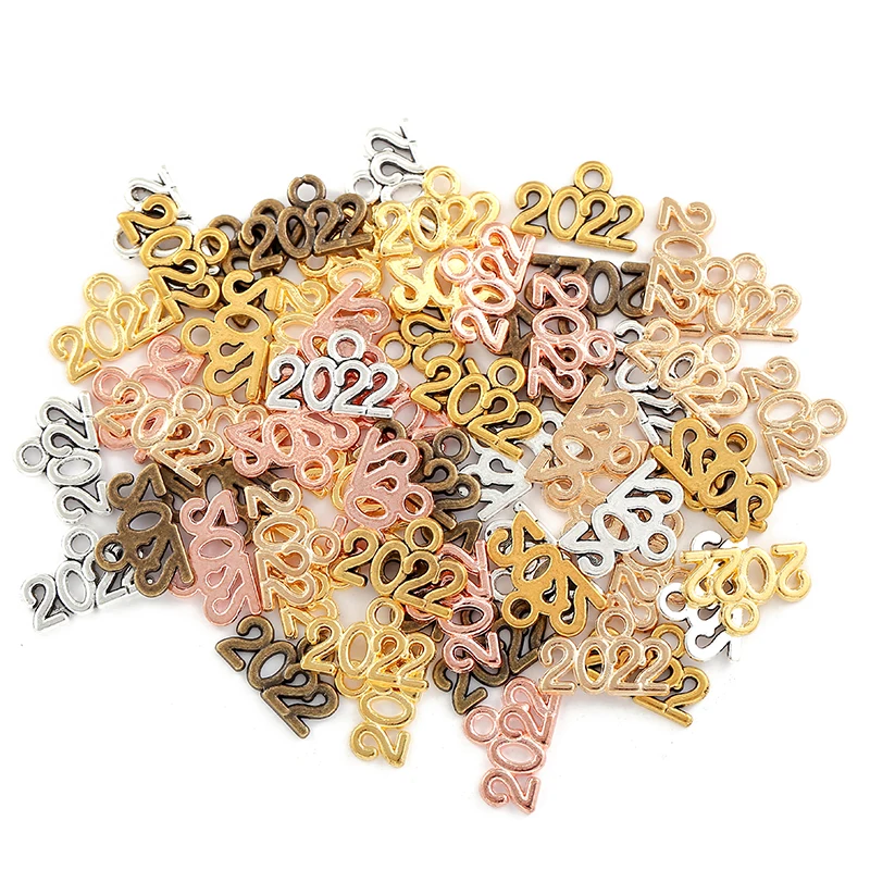 200pcs/bag Number Charms 2024 2026 2025 Year Pendants DIY Jewelry Making Findings DIY Handmade Craft 13x9mm S107