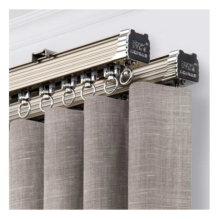 ZSTARR Heavy Duty Curtain Rod Accessories Double Rails Aluminum Ceiling Mounted Track for Household