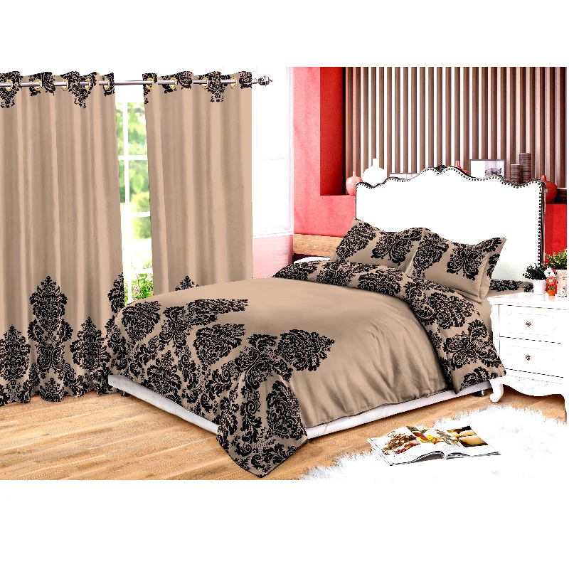 African Style Custom multi size Polyester Sheet and Curtain Matching Set 6pcs