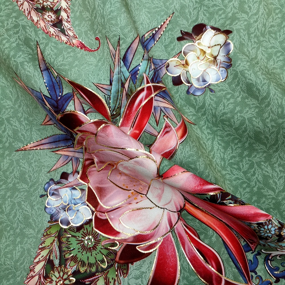 Wholesale Chinese foil printing 4 way twill stretch fabric