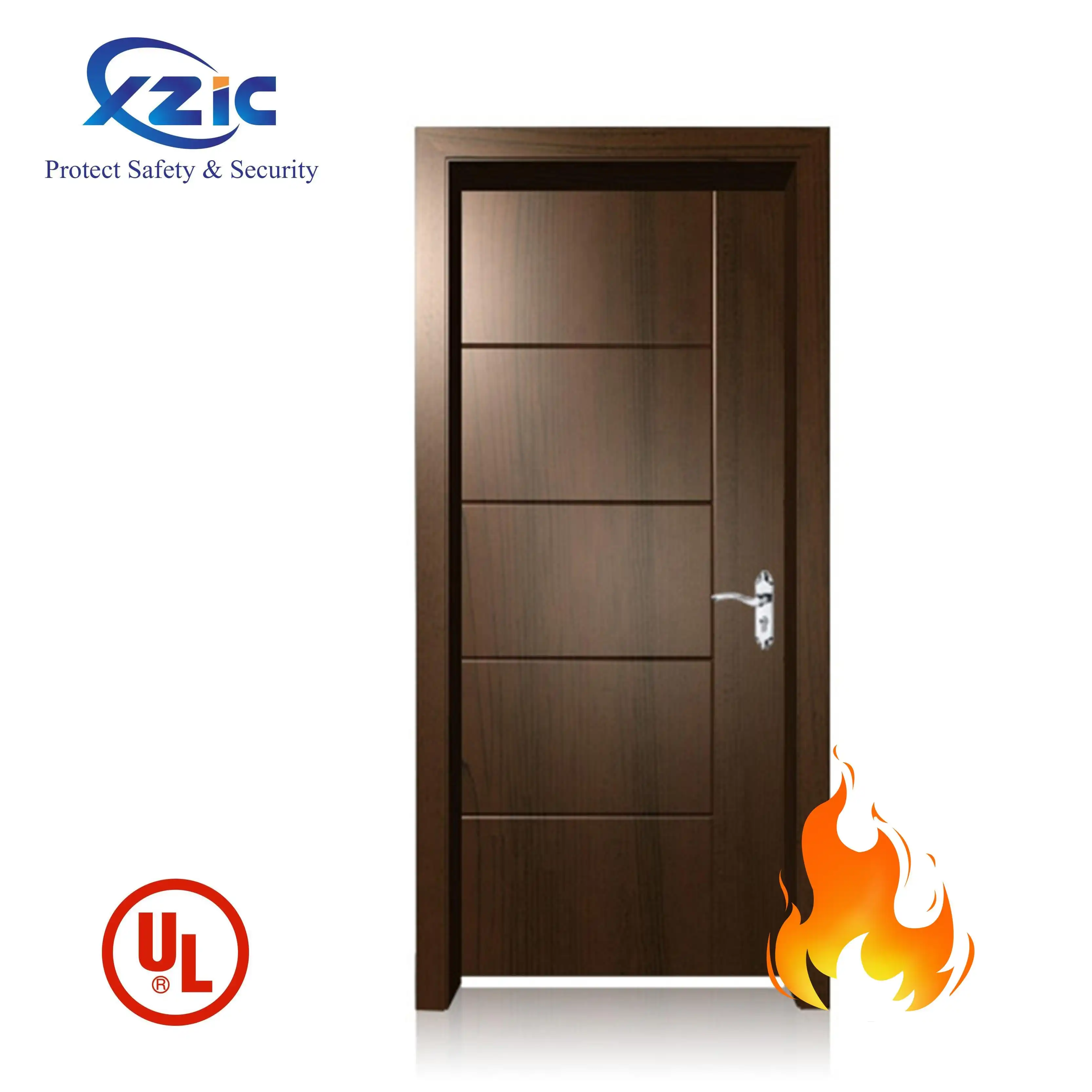 Cheap Fire Doors Internal Water Proof 4 Panel Fire Rated Wood Door Modern Commercial Interior Melamine Board Veneer Wood Door