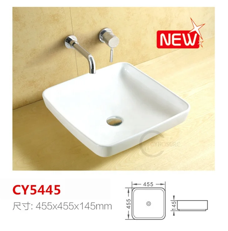 Various Size Square Lavatory White Ceramic Art Vessel Sink Portable Wash Basin