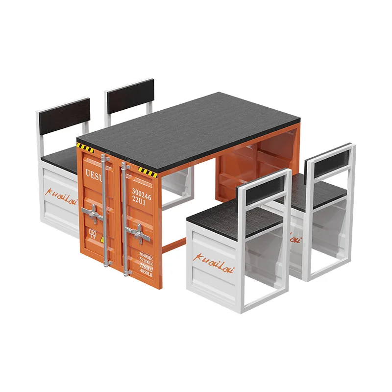 Industrial style hotel negotiation metal card seat solid wood double sofa table and chair sub