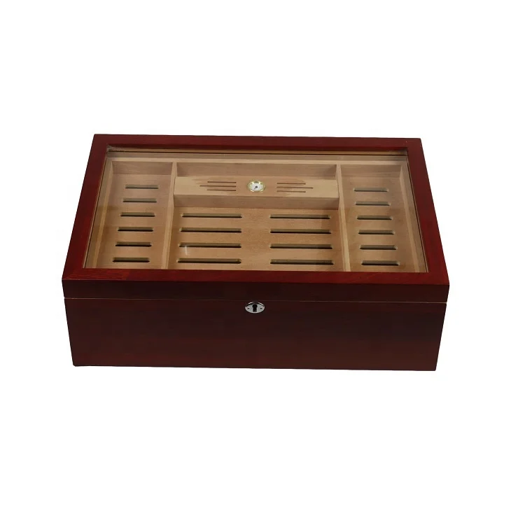 DS стеклянный Топ ручной работы кедр humidor коробка для сигар с замком коробки