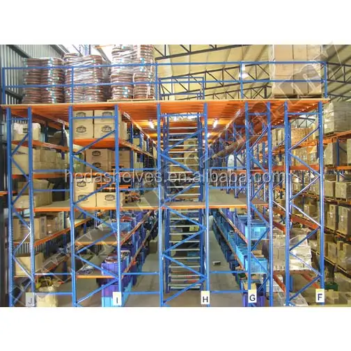 Long span pallet racking mezzanines podium systems with adjustable steel decking